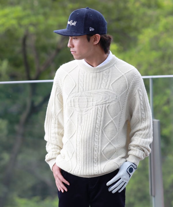 BEAMS GOLF（ビームス ゴルフ）〈MEN〉ORANGE LABEL / 地球ロゴ ジャカードニット（トップス ニット・セーター）通販｜BEAMS