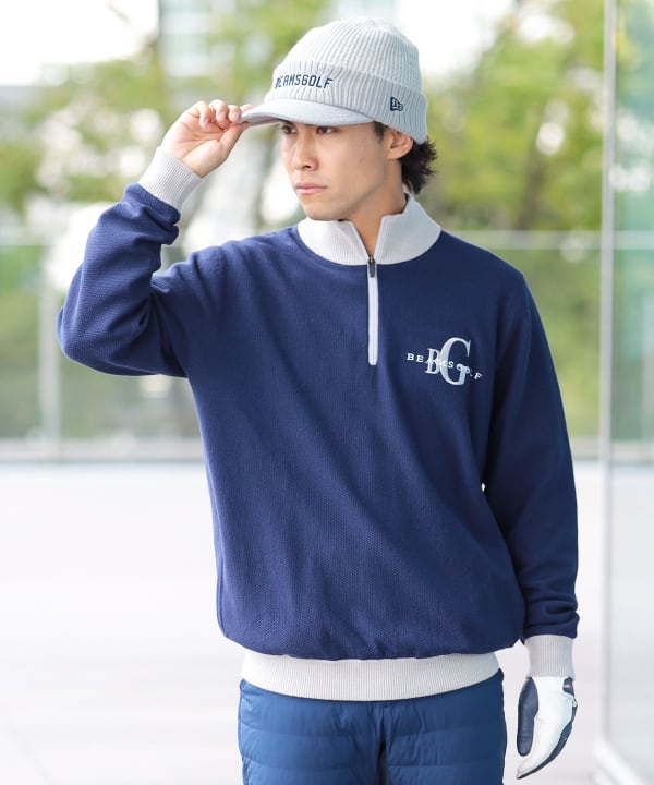 BEAMS GOLF（ビームス ゴルフ）ORANGE LABEL / エアシャット 裏付き ハーフジップ プルオーバーニット（トップス ニット ・セーター）通販｜BEAMS