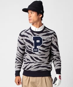 BEAMS GOLF ORANGE LABEL / アニマル ボーダー ニット