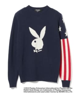▲＜MEN'S＞PLAYBOY×BEAMS GOLF / 別注 アメリカンフラッグ クルーネック セーター