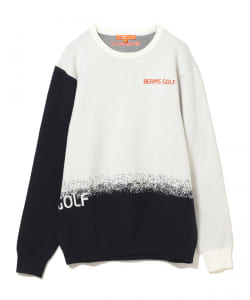 BEAMS GOLF ORANGE LABEL / スプレー柄 クルーネック セーター