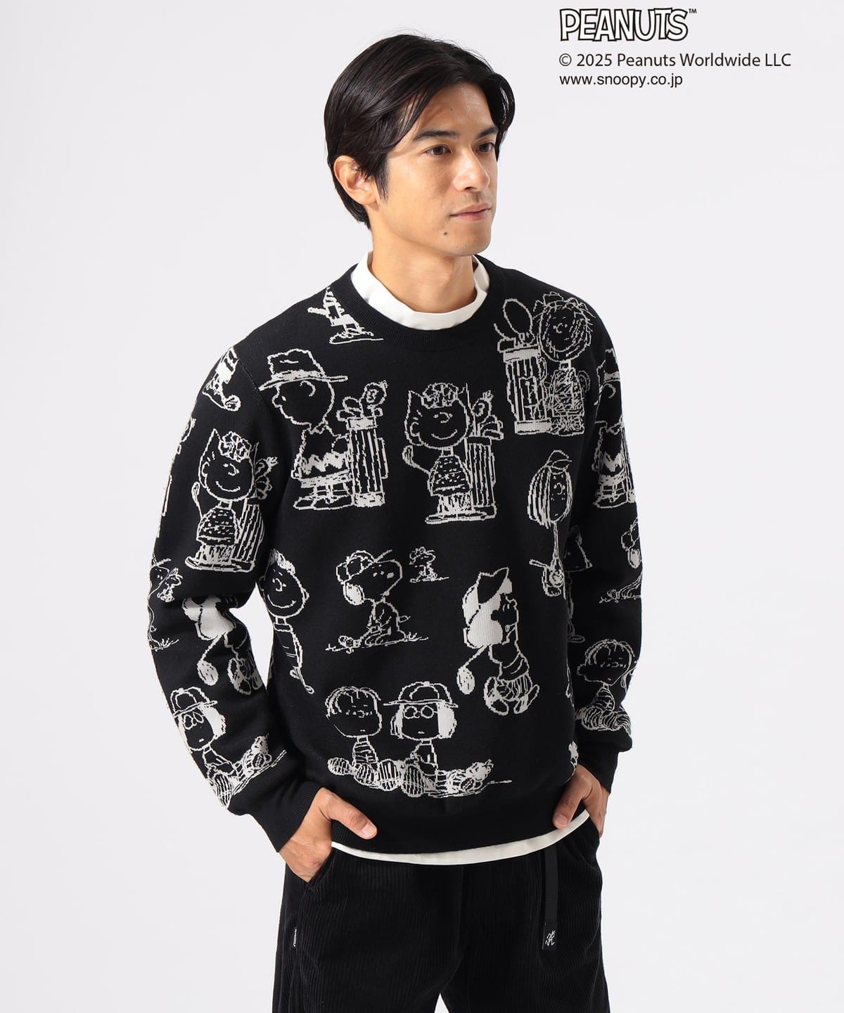 〈MEN〉THE PEANUTS GANG ジャカード ニット トップス MEN BLACK S 〈MEN〉THE PEANUTS GANG ジャカード ニット トップス MEN BLACK S