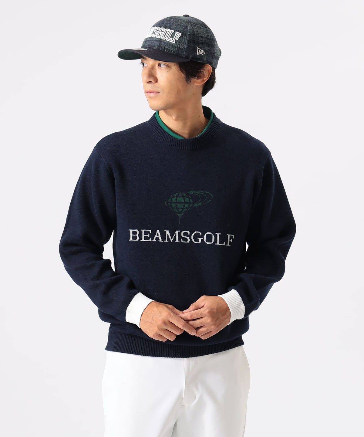 ORANGE LABEL / ジャカードロゴ バイカラーニット. トップス MEN NAVY S ORANGE LABEL / ジャカードロゴ バイカラーニット. トップス MEN NAVY S