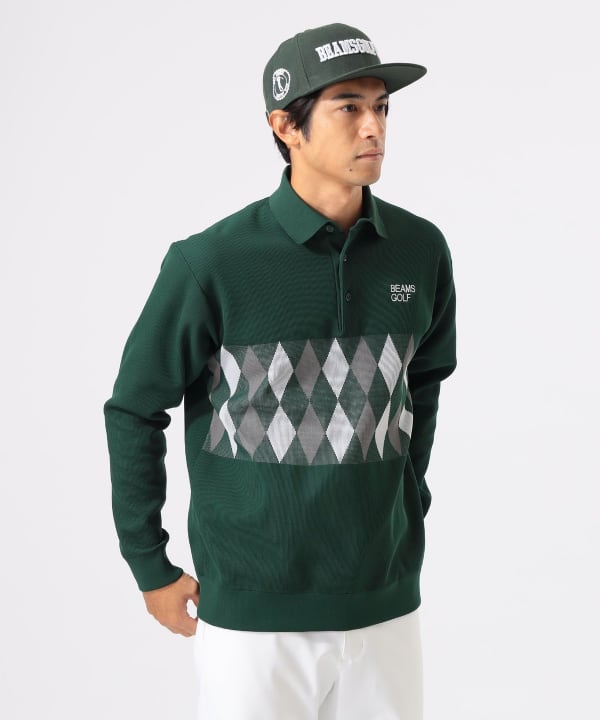 サイズ：XL BEAMS GOLF ビームスゴルフ  タートルネック 長袖Tシャツ ストライプ柄 ブルー系 [240101448443] ゴルフウェア メンズ ストスト BEAMS GOLF（ビームス ゴルフ）ORANGE LABEL / 襟付き ニット