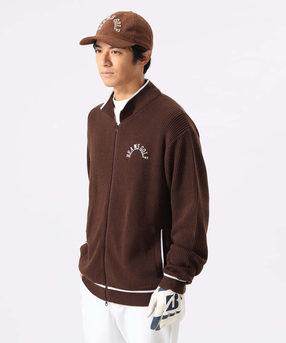ORANGE LABEL / アーチロゴ ニット カーディガン. トップス MEN BROWN XL