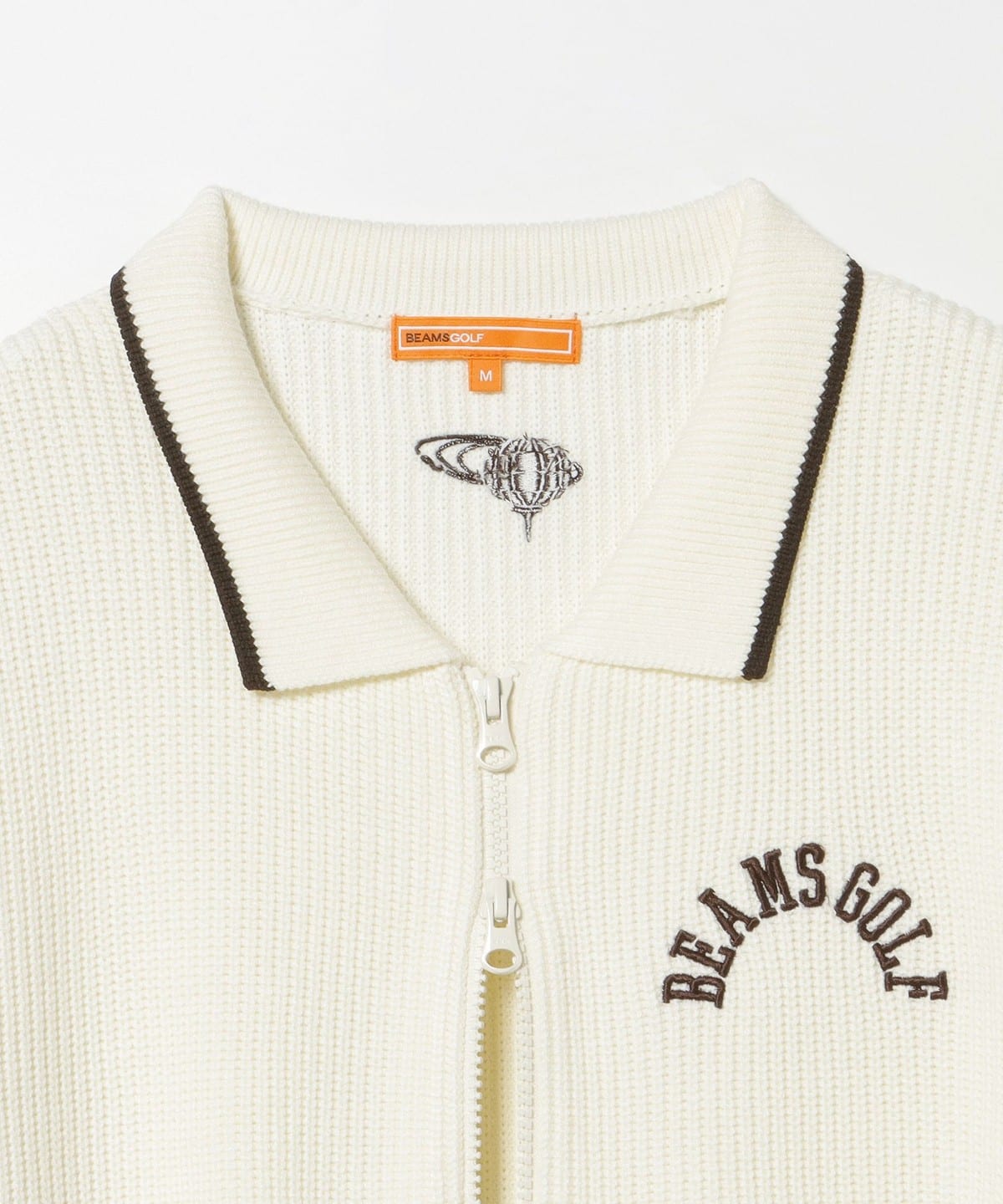 beamsgolf ビームスゴルフ グレーニットカーディガンＭ ✨美品✨BEAMS GOLF 洗練の異素材切替 ニットカーディガン グレー M