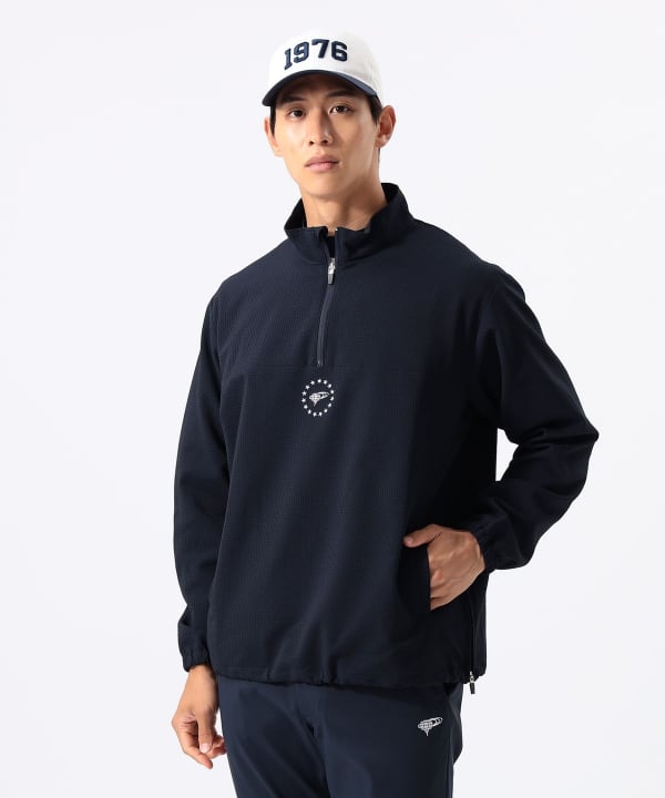 ORANGE LABEL / シアサッカー 撥水 ハーフジップ ブルゾン Model : H:185 B:93 W:72 H:92  Size：L