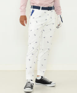 〈MEN〉BEAMS GOLF ORANGE LABEL / 地球ロゴ プリント ツアーパンツ