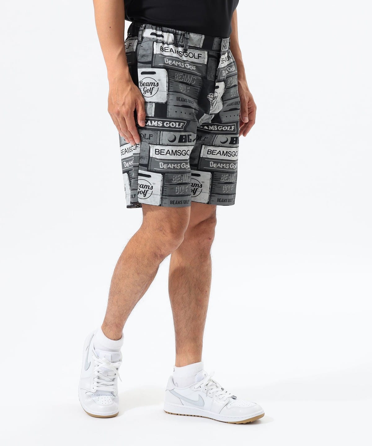 Beams Golf フラワーパターンパンツ XL 日本製 BEAMS ビームスゴルフ×Lee パンツ ネイビー×白 ストライプ