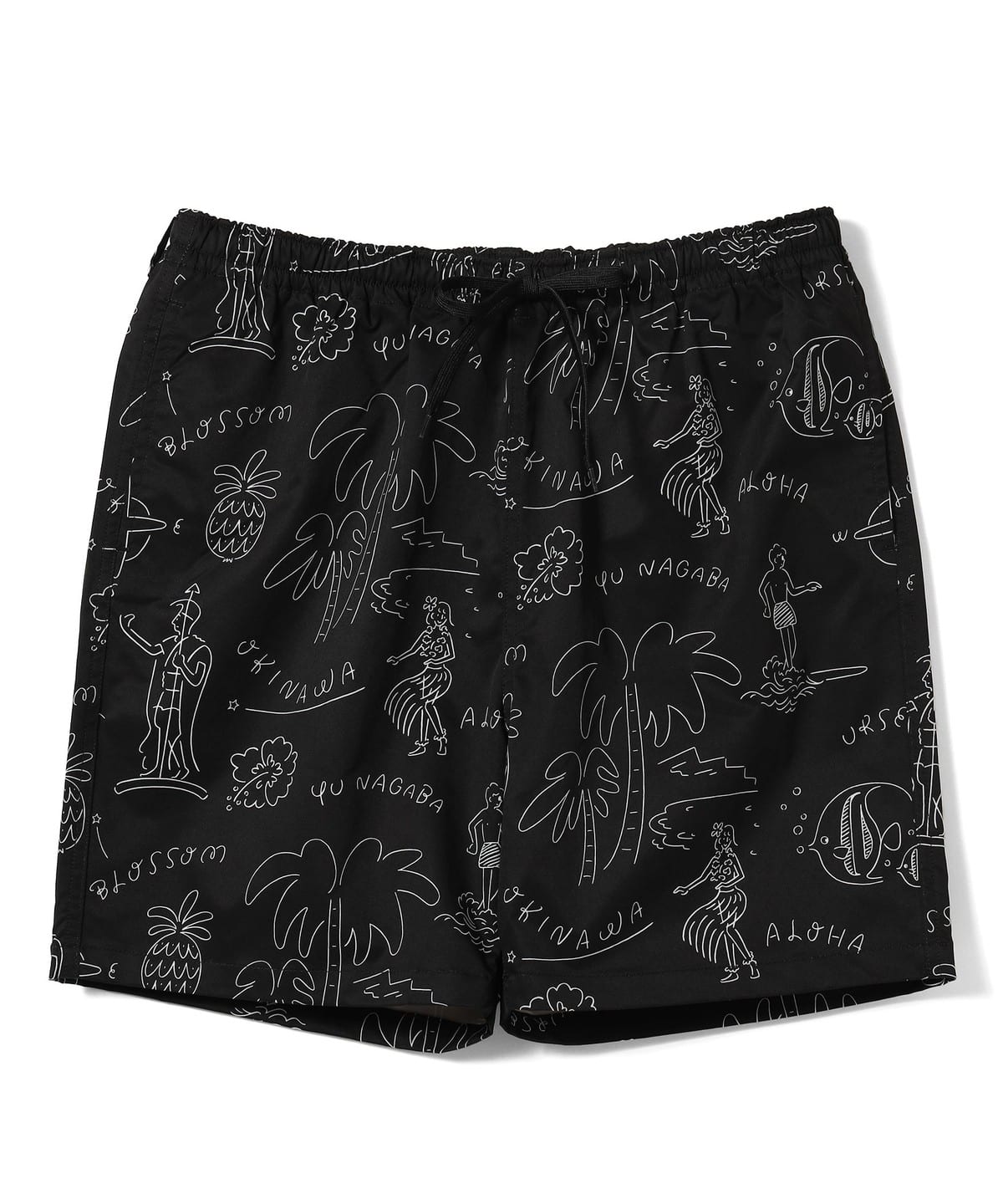 Aloha Blossom / HAWAIIAN ビーチショーツ. パンツ MEN BLACK S Aloha Blossom / HAWAIIAN ビーチショーツ. パンツ MEN BLACK S