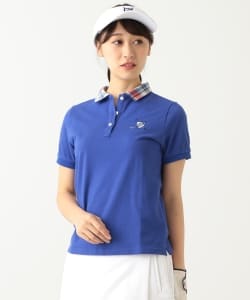 ▲BEAMS GOLF ORANGE LABEL / チェック衿 エンブレム ポロシャツ