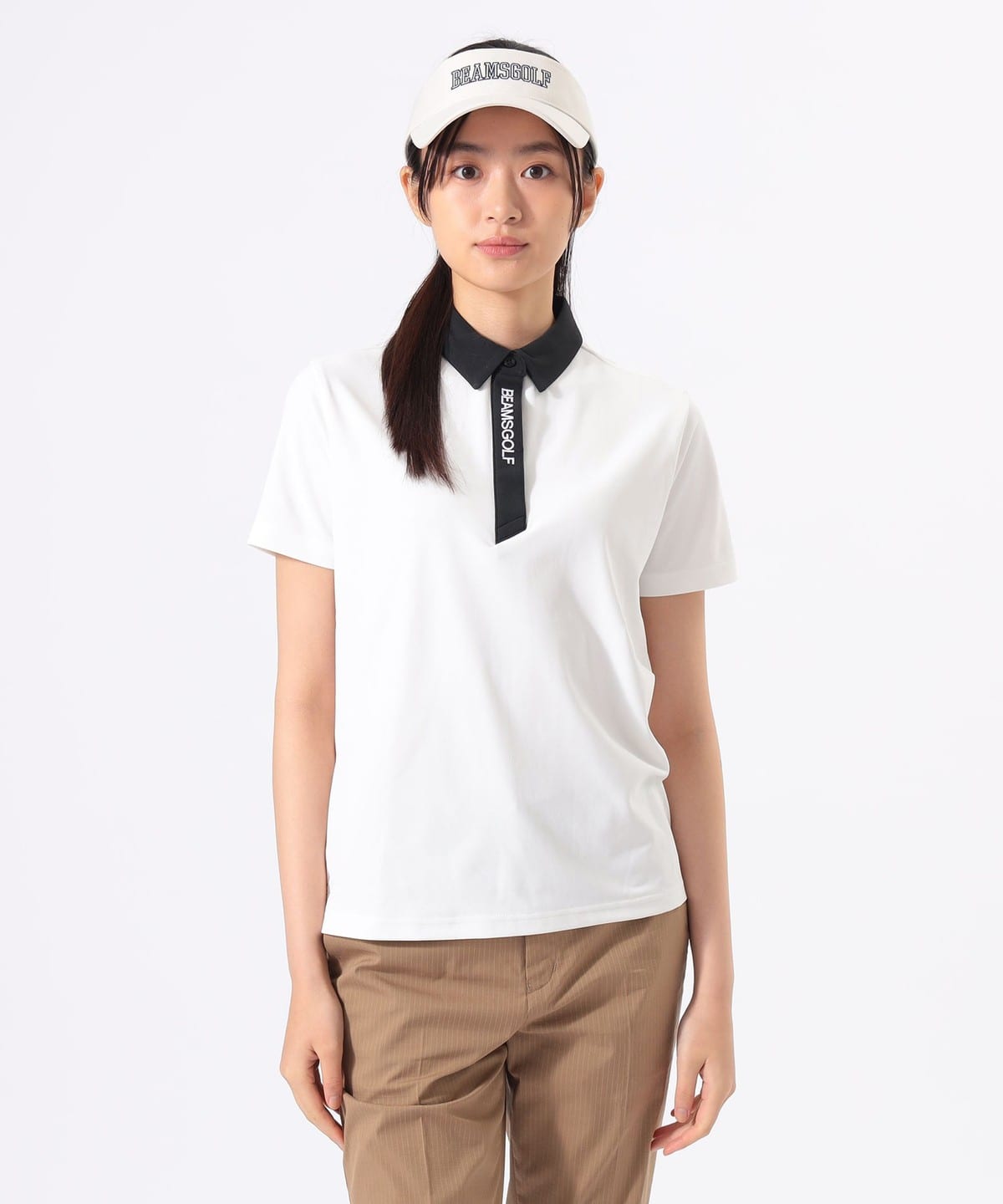 【美品】 BEAMS GOLF ビームスゴルフ ポロシャツ BEAMS GOLF BEAMS GOLF ORANGE / 正面標誌 Polo 衫 [DRY/UV