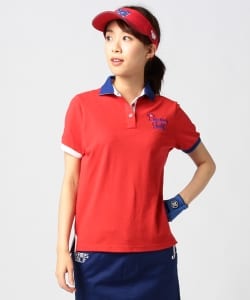 BEAMS GOLF ORANGE LABEL / エリ裏 ジャカード ロゴ ポロシャツ