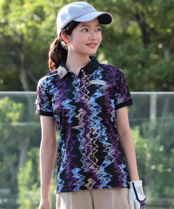 ▲〈WOMEN〉BEAMS GOLF ORANGE LABEL / メンフィス柄 ポロシャツ
