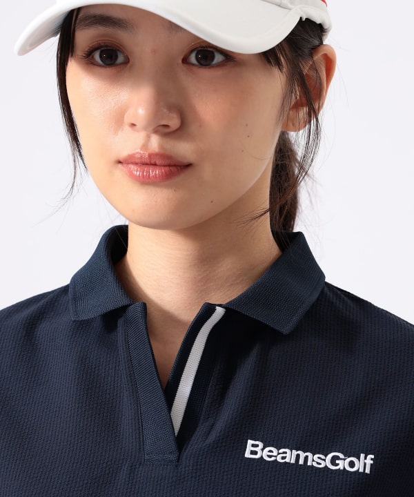 ORANGE LABEL / シアサッカー スキッパー ポロシャツ Model：H170 B74 W60 H86　Size：M