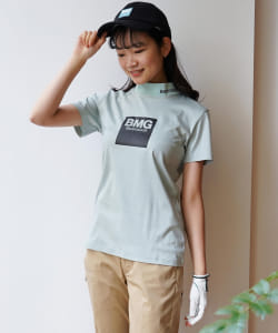 BEAMS GOLF ORANGE LABEL / プリント リブ モックネックシャツ