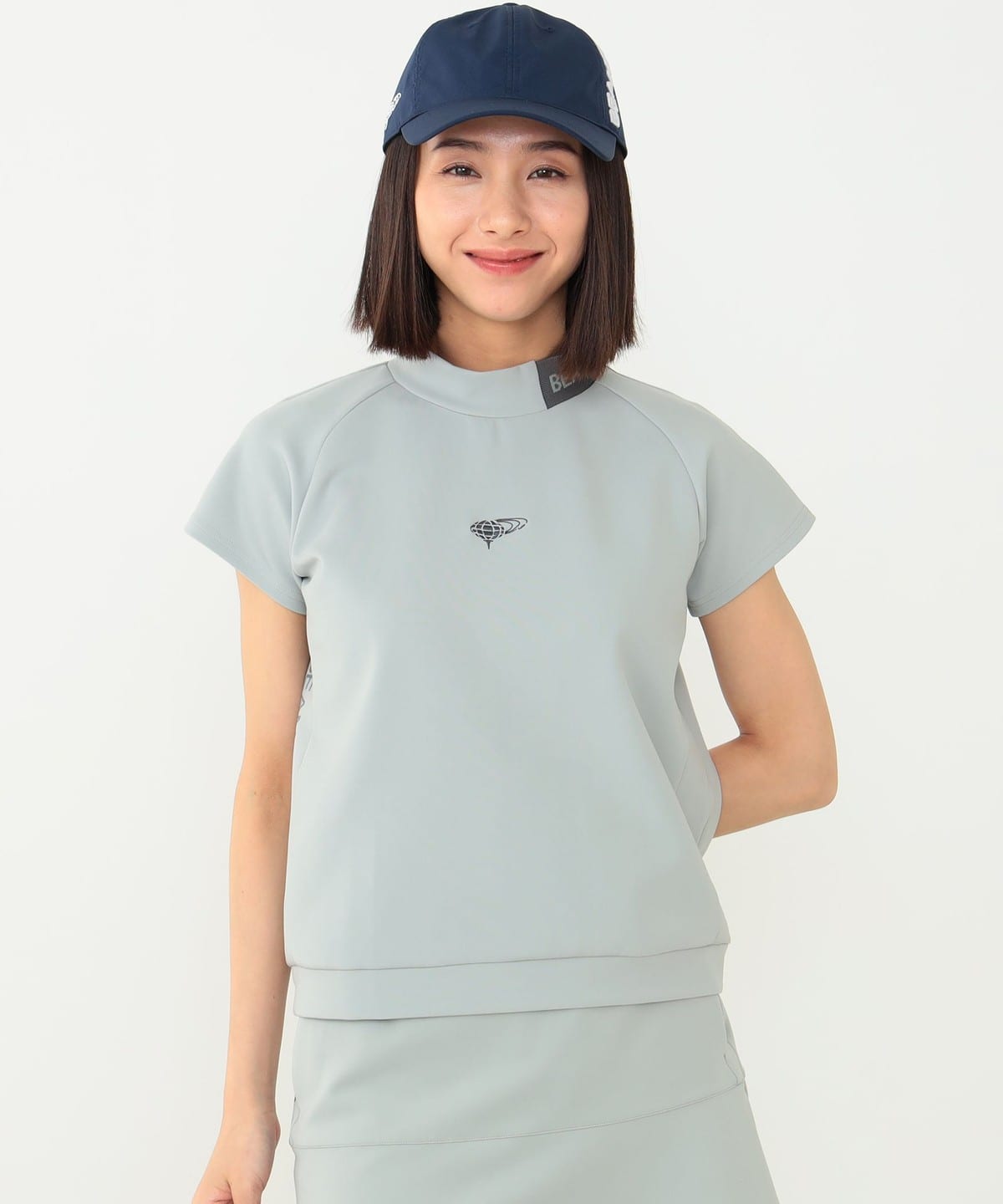 ORANGE LABEL / サイドロゴ モックネックシャツ Tシャツ・カットソー WOMEN GREYSH GREEN S ORANGE LABEL / サイドロゴ モックネックシャツ Tシャツ・カットソー WOMEN GREYSH GREEN S