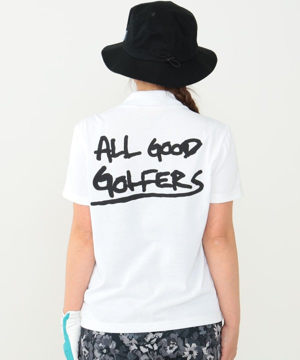 サイズ：L BEAMS GOLF ビームスゴルフ ×ALL GOOD FLOWERS 2024年モデル ハイネック 半袖Tシャツ  ホワイト系 [240101473993] ゴルフウェア レディース ストスト BEAMS GOLF (BEAMS GOLF) <WOMEN> [Special order] ALL GOOD