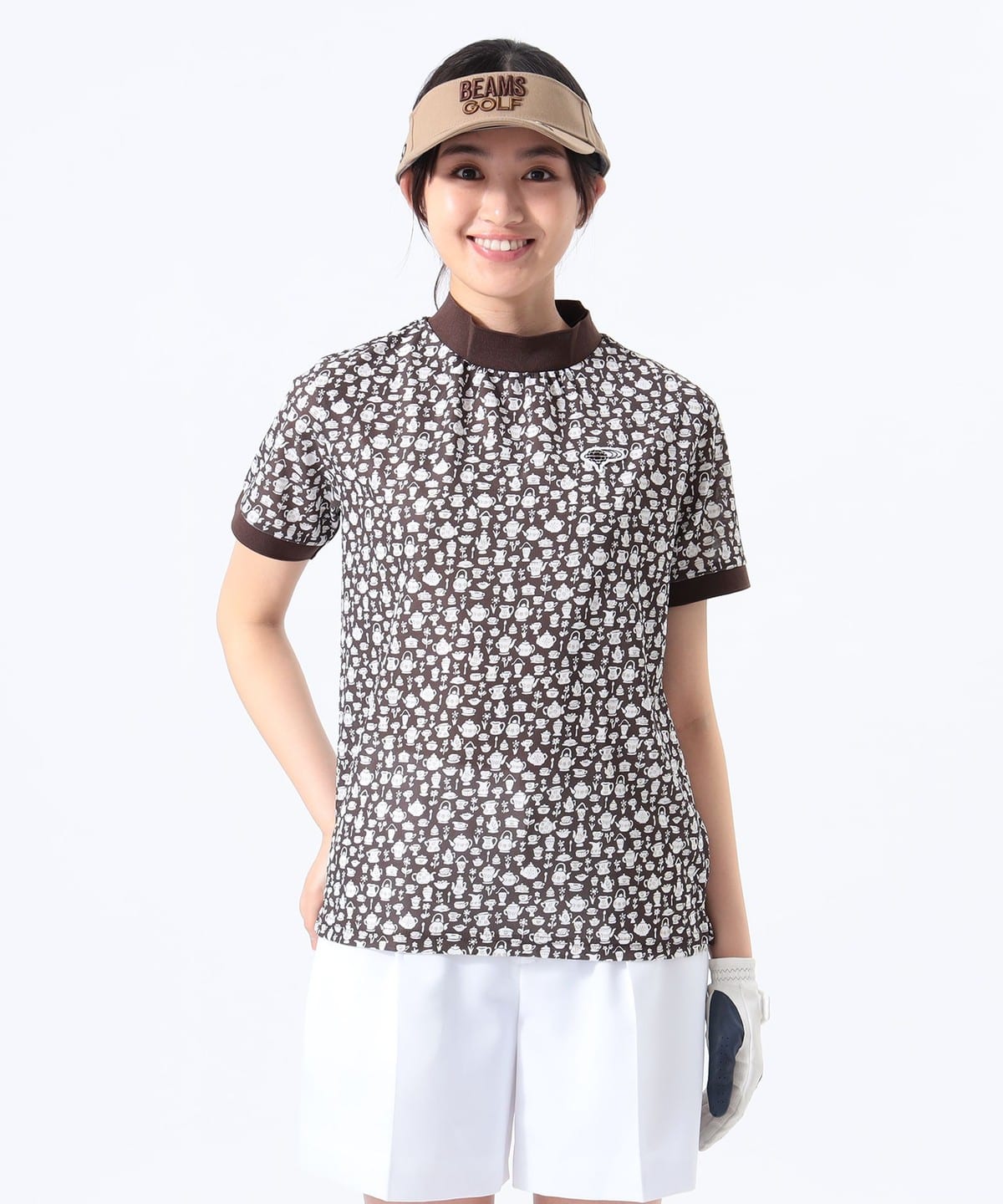 ORANGE LABEL / 別注リバティ モックネックシャツ Tシャツ・カットソー WOMEN BROWN M ORANGE LABEL / 別注リバティ モックネックシャツ Tシャツ・カットソー WOMEN BROWN M