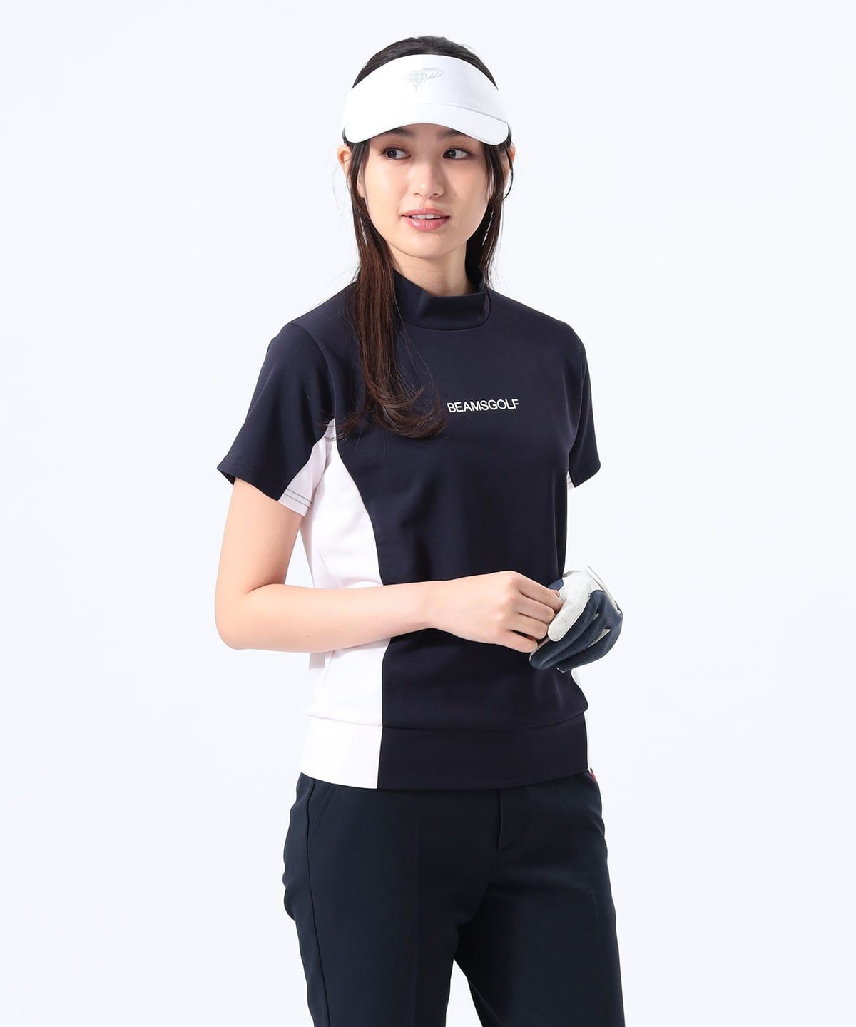 ORANGE LABEL / バイカラー 切り替え モックネックシャツ Tシャツ・カットソー WOMEN NAVY M ORANGE LABEL / バイカラー 切り替え モックネックシャツ Tシャツ・カットソー WOMEN NAVY M