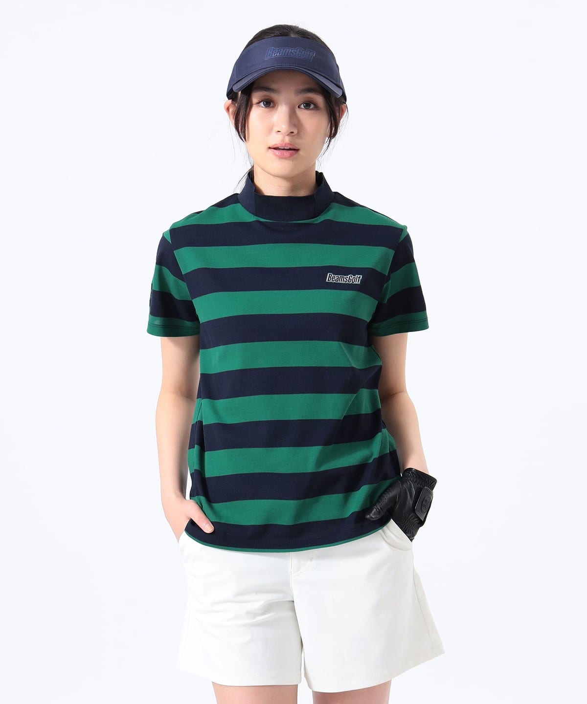 〈WOMEN〉ORANGE LABEL / 鹿の子 ボーダー モックネックシャツ Tシャツ・カットソー WOMEN GREEN L 〈WOMEN〉ORANGE LABEL / 鹿の子 ボーダー モックネックシャツ Tシャツ・カットソー WOMEN GREEN L