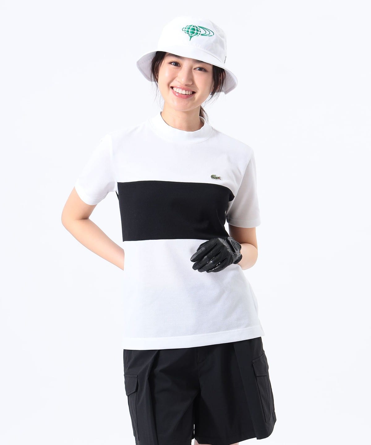 〈WOMEN〉【別注】LACOSTE ラコステ / 鹿の子 パネル モックネックシャツ. Tシャツ・カットソー WOMEN WHITE XS 〈WOMEN〉【別注】LACOSTE ラコステ / 鹿の子 パネル モックネックシャツ. Tシャツ・カットソー WOMEN WHITE XS