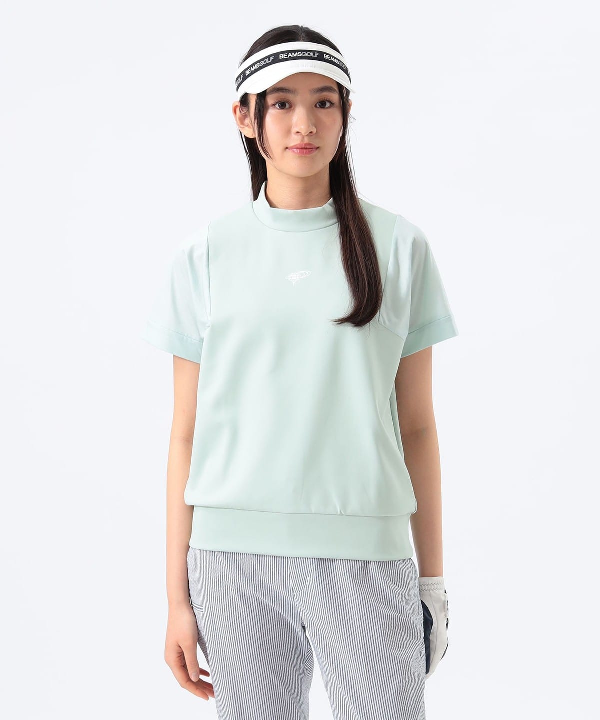 ORANGE LABEL / シアー 袖切替 モックネック トップス WOMEN SAX L ORANGE LABEL / シアー 袖切替 モックネック トップス WOMEN SAX L