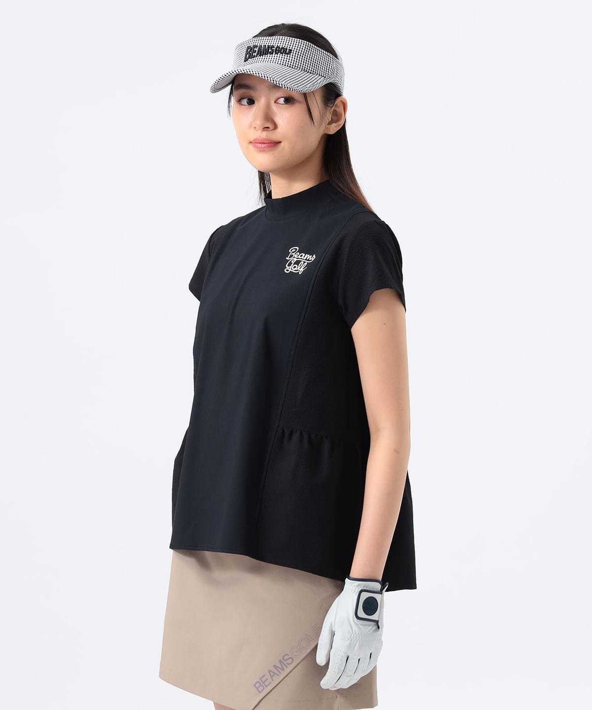 ORANGE LABEL / 切り替え ギャザーモックネックシャツ Tシャツ・カットソー WOMEN BLACK L ORANGE LABEL / 切り替え ギャザーモックネックシャツ Tシャツ・カットソー WOMEN BLACK L
