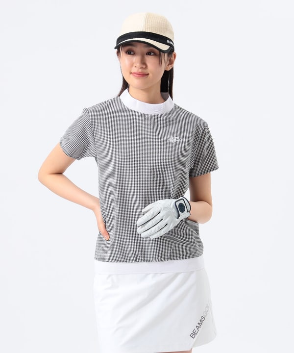 BEAMS GOLF モックネック レース編みシャツ レディース