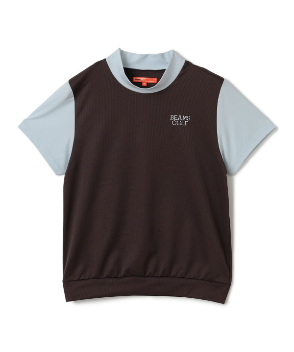 ORANGE LABEL / メッシュ 異素材コンビ モックネックシャツ