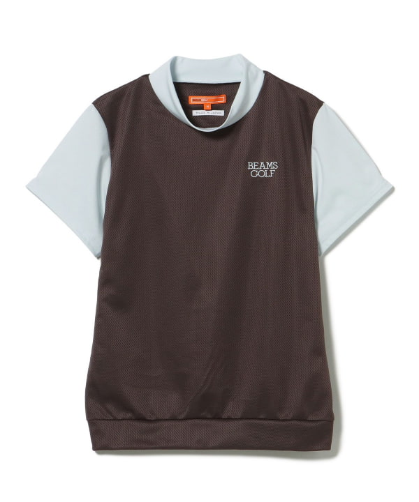 ORANGE LABEL / メッシュ 異素材コンビ モックネックシャツ
