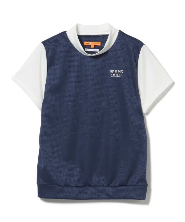 ORANGE LABEL / メッシュ 異素材コンビ モックネックシャツ