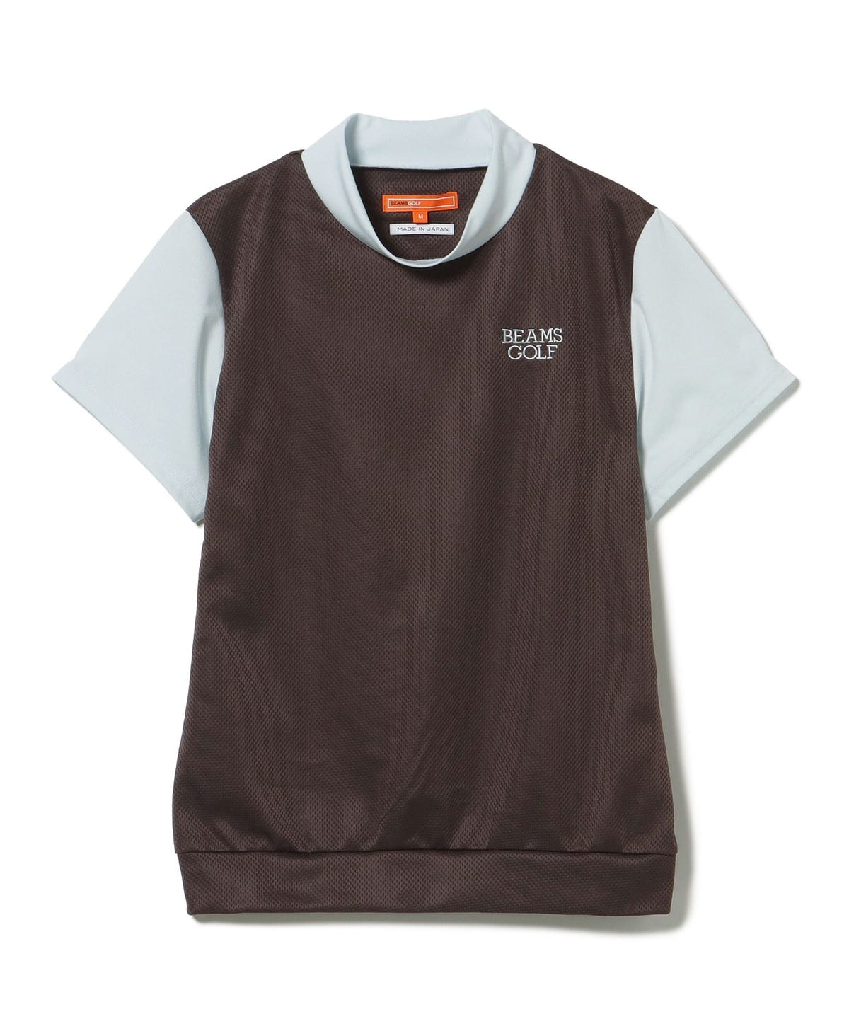 【ビームスゴルフ】極美品 モックネック ネイビー メッシュ M レディース BEAMS GOLF（ビームス ゴルフ）ORANGE LABEL / メッシュ 異素材コンビ