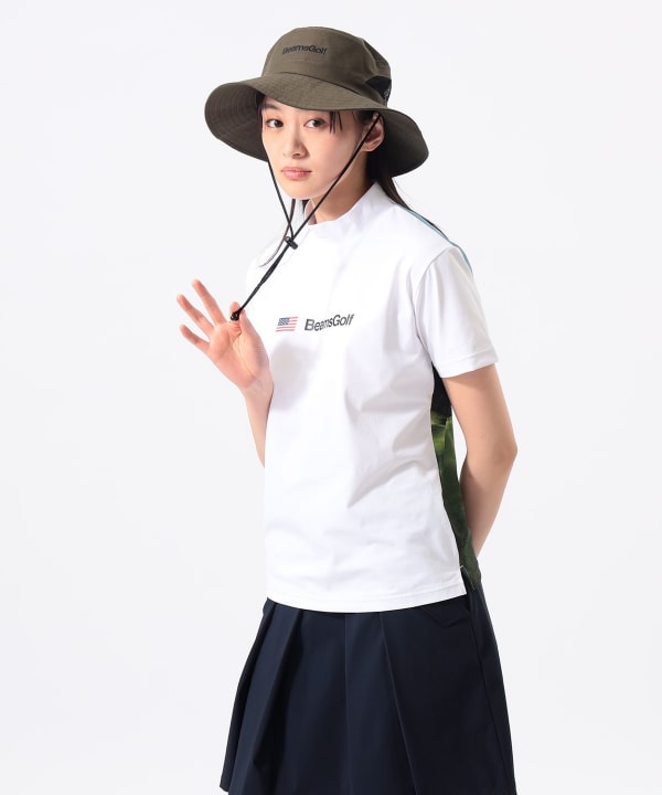ORANGE LABEL / コースプリント モックネックシャツ（吸水速乾・UVカット） Model：H170 B74 W60 H86　Size：M