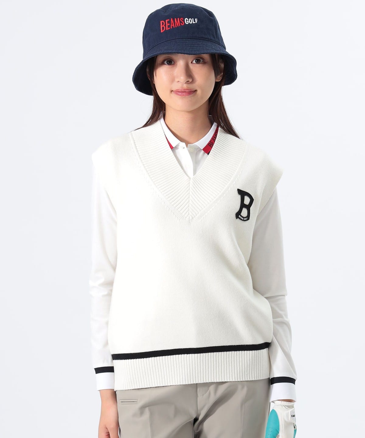 BEAMS GOLF（ビームス ゴルフ）ORANGE LABEL / Bワッペン ニットベスト（トップス ニット・セーター）通販｜BEAMS