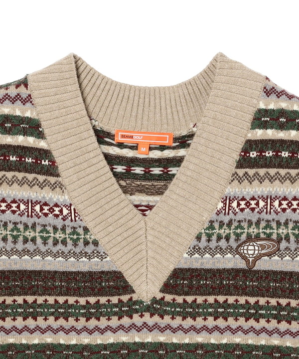 BEAMS GOLFORANGE LABEL / Bワッペン ニットベスト/M BEAMS GOLF（ビームス ゴルフ）【+10%ポイントUP】ORANGE LABEL