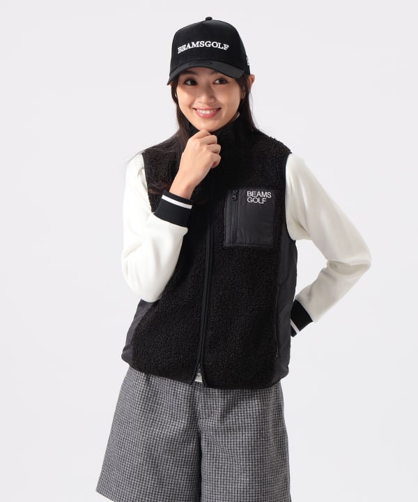 ⭐︎BEAMS GOLF★ボア　ベスト　ジャケット　フード　サイズM BEAMS GOLF（ビームス ゴルフ）ORANGE LABEL / 切り替え フェイク