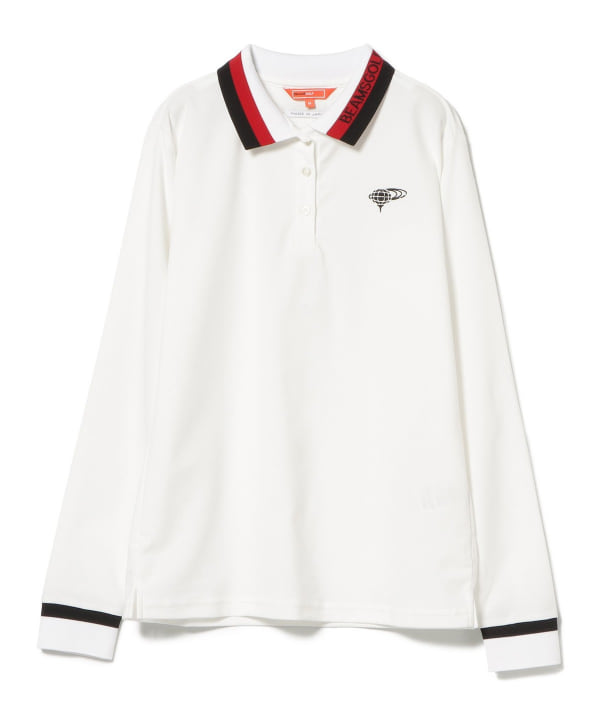 ポロシャツ 長袖 ホワイト L BEAMS GOLF BEAMS GOLF｜<WOMEN> ORANGE LABEL / 襟ロゴ バイカラー