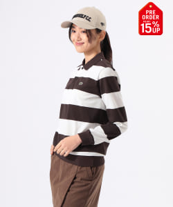 【+15%ポイントUP】〈WOMEN〉【別注】LACOSTE / ボーダー ロングスリーブ ポロシャツ