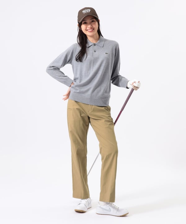 〈WOMEN〉【別注】LACOSTE / ロングスリーブ ニット ポロ Model：H170 B74 W60 H86　Size：XS