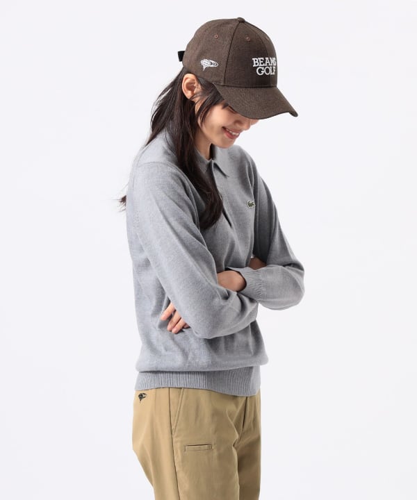 〈WOMEN〉【別注】LACOSTE / ロングスリーブ ニット ポロ Model：H170 B74 W60 H86　Size：XS