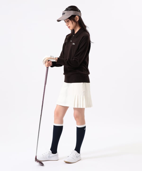 〈WOMEN〉【別注】LACOSTE / ロングスリーブ ニット ポロ Model：H170 B74 W60 H86　Size：XS