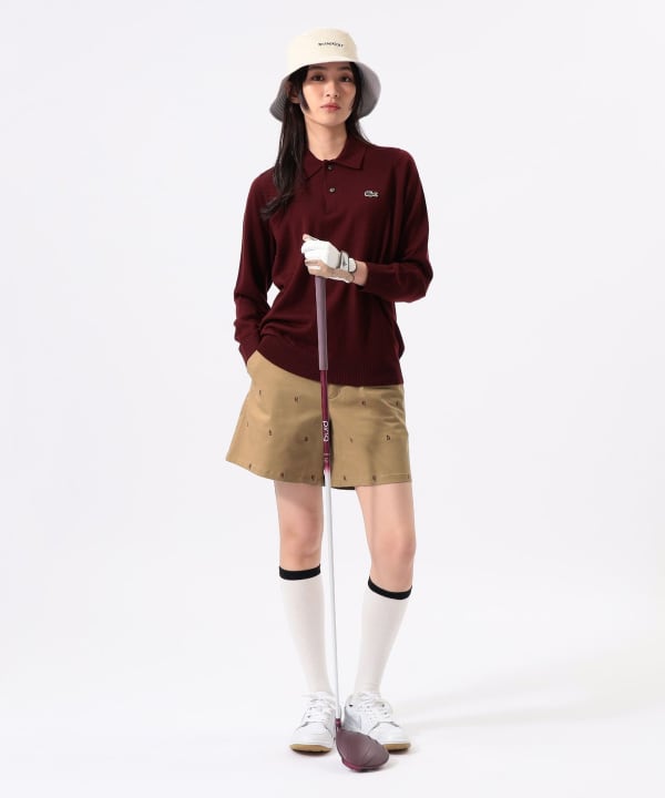 〈WOMEN〉【別注】LACOSTE / ロングスリーブ ニット ポロ Model：H170 B74 W60 H86　Size：XS