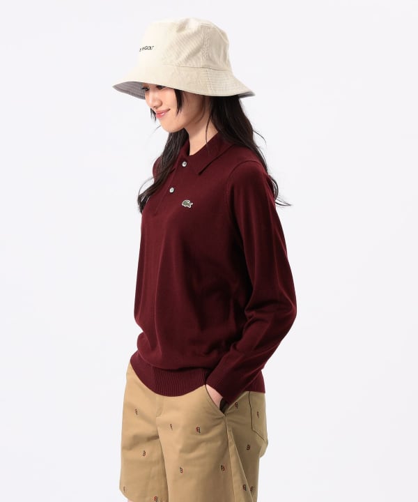 〈WOMEN〉【別注】LACOSTE / ロングスリーブ ニット ポロ Model：H170 B74 W60 H86　Size：XS