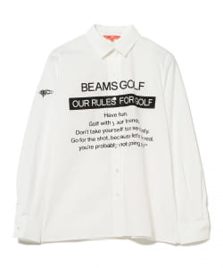 BEAMS GOLF ORANGE LABEL / メッセージ プリント ロングスリーブシャツ