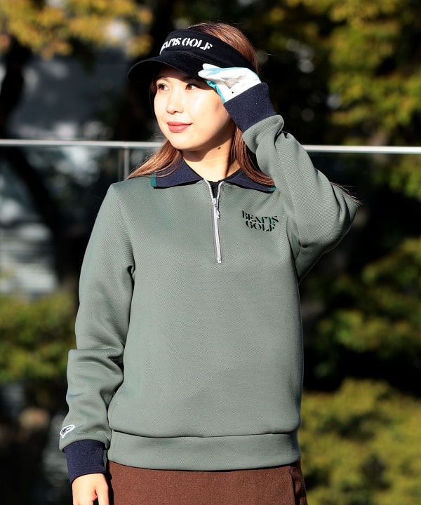 WOMEN〉BEAMS GOLF ORANGE LABEL / ダンボール ニット ハーフジップ