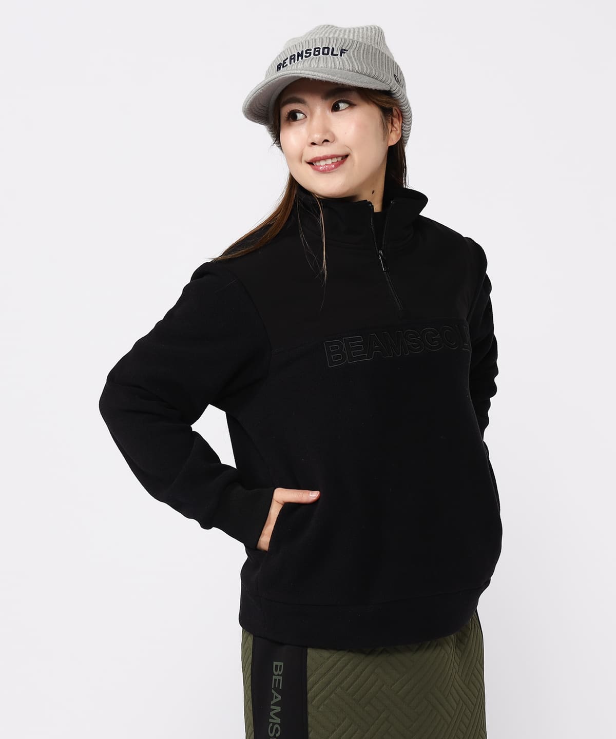 BEAMS GOLF｜ORANGE LABEL / Bマーク 襟付き フリースプル