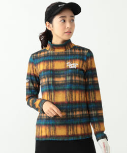 BEAMS GOLF ORANGE LABEL / チェック柄 プリント モックタートルネック