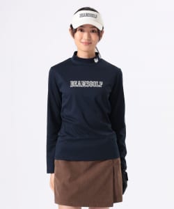 ORANGE LABEL / リスプリント モックネックシャツ（UVカット・接触冷感）