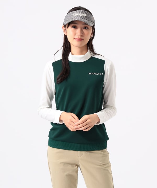 ORANGE LABEL / 切替 ストレッチ モックネック ロングスリーブシャツ Model：H170 B74 W60 H86　Size：M